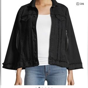 NWT Hudson Jeans Revolver Black Cape Denim Jacket S/M